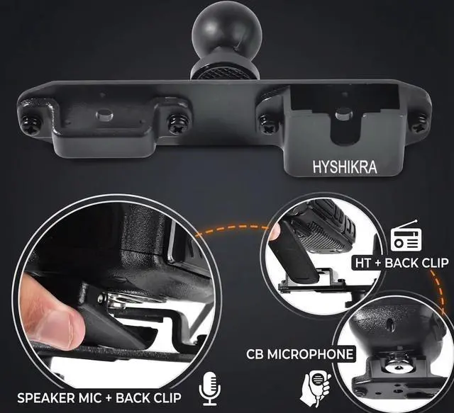 Alt view image 3 of 6 - Universal Walkie Talkie Mount Holder with 25mm 1 Inch Ball Base, Heavy Duty Design for Handheld Transceiver, CB Mic and Speaker Microphone Compatible with RAM Mounts B Size Double Socket Arm