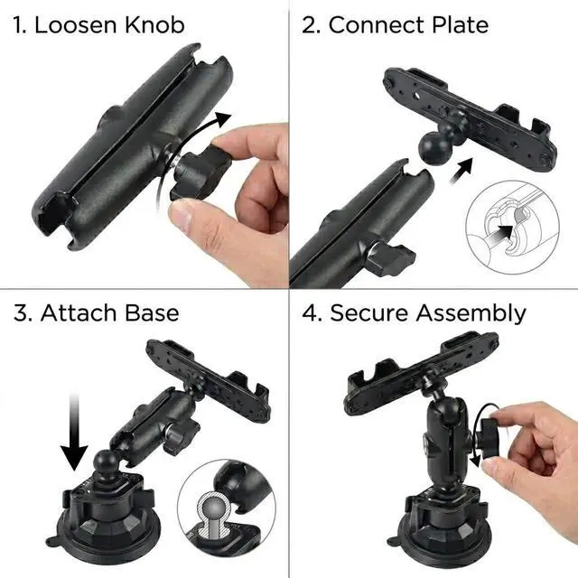 Alt view image 4 of 6 - Universal Walkie Talkie Mount Holder with 25mm 1 Inch Ball Base, Heavy Duty Design for Handheld Transceiver, CB Mic and Speaker Microphone Compatible with RAM Mounts B Size Double Socket Arm