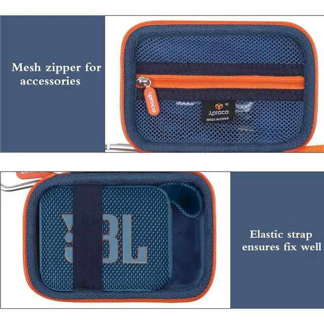 Alt view image 3 of 6 - Case Compatible with JBL Go 4 / Go 3 Ultra-Portable Waterproof Dustproof Bluetooth Speaker, Portable Storage Bag for Accessories -Blue (Case Only)