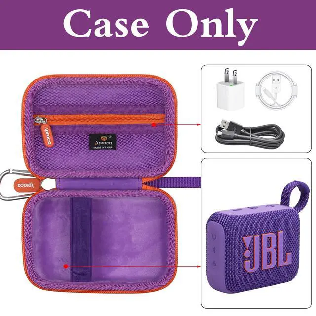Alt view image 2 of 6 - Case Compatible with JBL Go 4 / Go 3 Ultra-Portable Waterproof Dustproof Bluetooth Speaker, Portable Storage Bag for Accessories -Purple (Case Only)