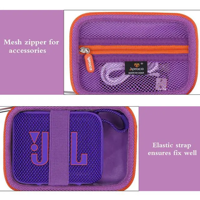 Alt view image 3 of 6 - Case Compatible with JBL Go 4 / Go 3 Ultra-Portable Waterproof Dustproof Bluetooth Speaker, Portable Storage Bag for Accessories -Purple (Case Only)