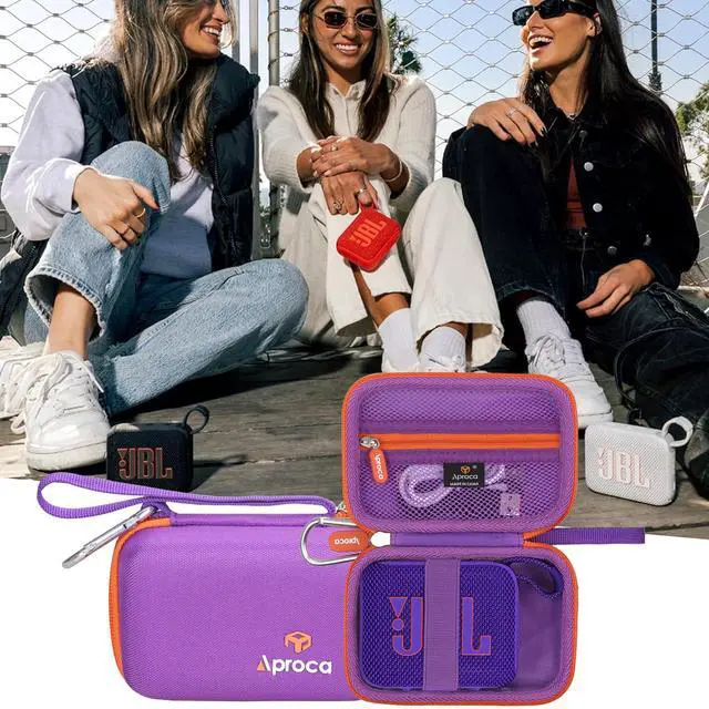 Alt view image 4 of 6 - Case Compatible with JBL Go 4 / Go 3 Ultra-Portable Waterproof Dustproof Bluetooth Speaker, Portable Storage Bag for Accessories -Purple (Case Only)