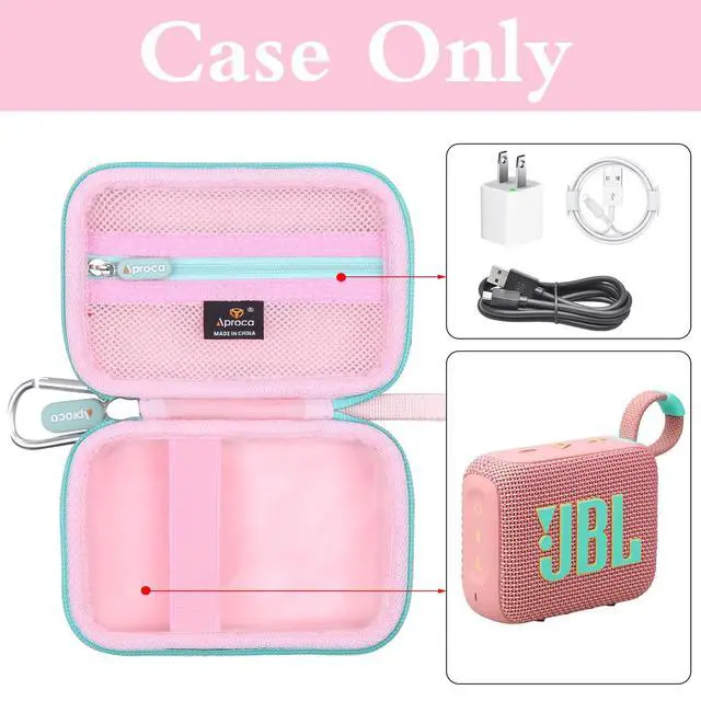 Alt view image 2 of 6 - Case Compatible with JBL Go 4 / Go 3 Ultra-Portable Waterproof Dustproof Bluetooth Speaker, Portable Storage Bag for Accessories -Pink (Case Only)