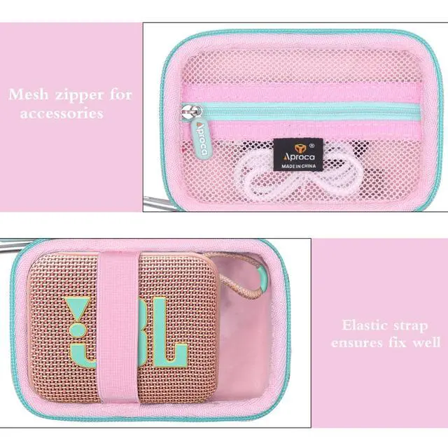 Alt view image 3 of 6 - Case Compatible with JBL Go 4 / Go 3 Ultra-Portable Waterproof Dustproof Bluetooth Speaker, Portable Storage Bag for Accessories -Pink (Case Only)