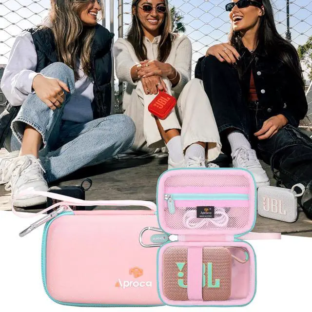 Alt view image 4 of 6 - Case Compatible with JBL Go 4 / Go 3 Ultra-Portable Waterproof Dustproof Bluetooth Speaker, Portable Storage Bag for Accessories -Pink (Case Only)