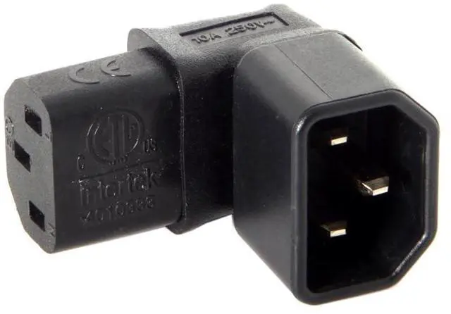 Main image of IEC Male C14 to Up+Down Direction Right Angled 90 Degree IEC Female C13 Power Extension Adapter AC Convertor