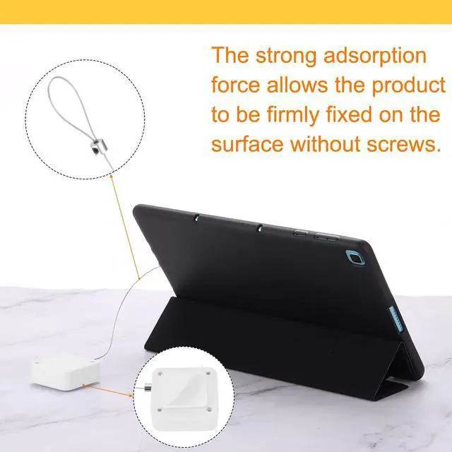 Alt view image 3 of 6 - 3.3ft Retractable Cable Lock w/Latch Remote Control White 4pcs | Security Locks with Adjustable Cord Tether Anti Theft,for Laptop/TV,600 G Tensile Strength
