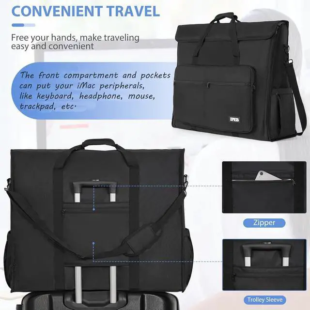 Alt view image 6 of 6 - 27 Inch iMac Carrying Case, Padded Apple Monitor Travel Tote Bag | Screens Carrier, Computer Transport Bag Compatible with 27" Monitor and Accessories
