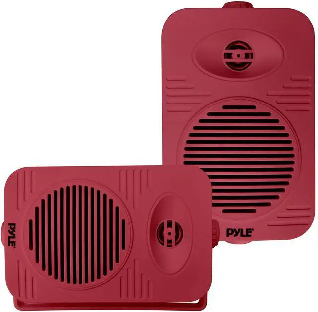 Main image of 300 Watt Bluetooth Indoor Outdoor Speakers Pair - Dual Waterproof 4 2-Way Full Range Speaker System w/ 1/2 High Compliance Polymer Tweeter | Home, Boat, Marine, Deck, Patio, Poolside (Red)
