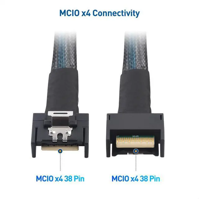 Alt view image 2 of 6 - MCIO x4 38-Pin Cable, PCIe Gen5, 2.8ft/0.85m | MCIO Cable, SFF-TA-1016, Mini Cooledge IO Cord