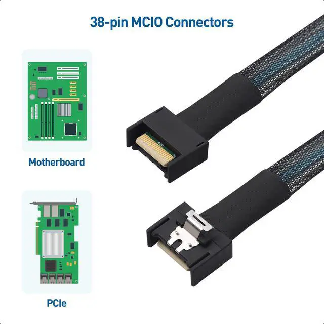 Alt view image 4 of 6 - MCIO x4 38-Pin Cable, PCIe Gen5, 2.8ft/0.85m | MCIO Cable, SFF-TA-1016, Mini Cooledge IO Cord