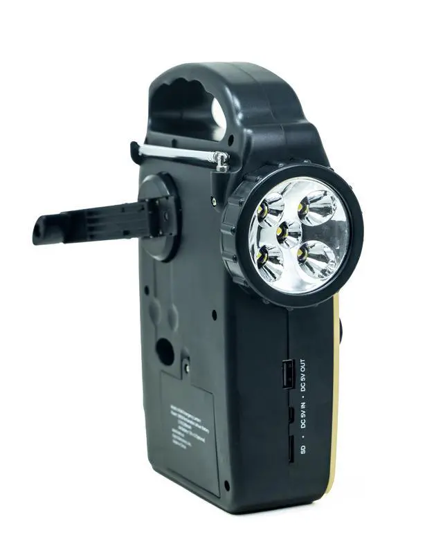 Alt view image 6 of 6 - KA340 Solar Dynamo Hand Crank Rechargeable LED Camping Lantern for Emergency AM/FM/SW NOAA Weather Alert Solar Radio with Bluetooth, Flashlight, Phone Charger, MP3 Player & Siren (Gold)