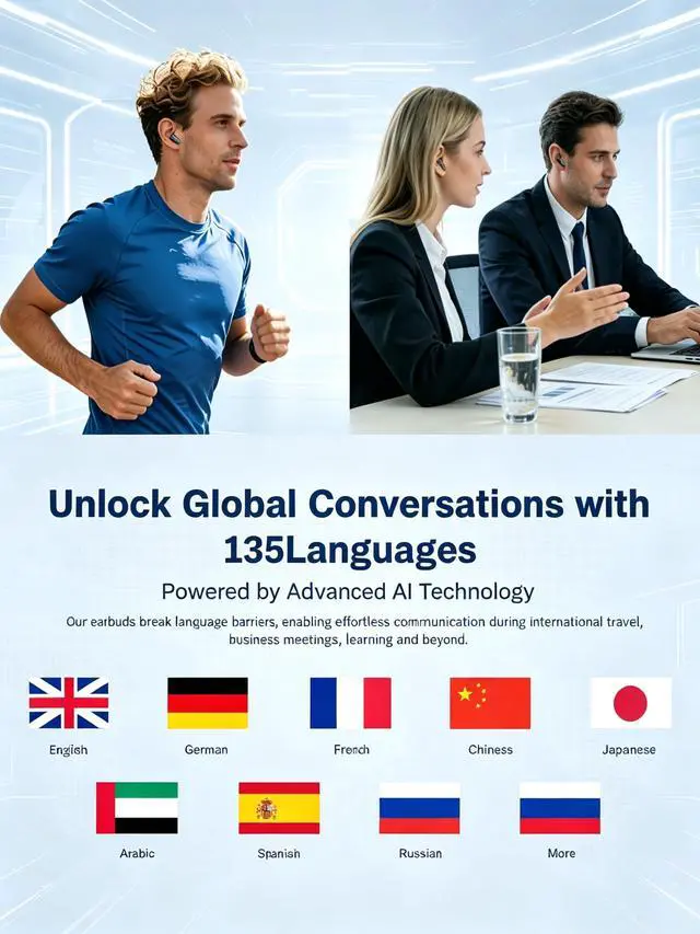 Alt view image 2 of 6 - NE49 AI Translation Earbuds, Ultralight 3.6g Sleep Earbuds, Real Time Language Translator Earbuds with 40H Battery & USB-C, Dual Mic ENC for Clear Calls, Low Latency Gaming Mode (Black)