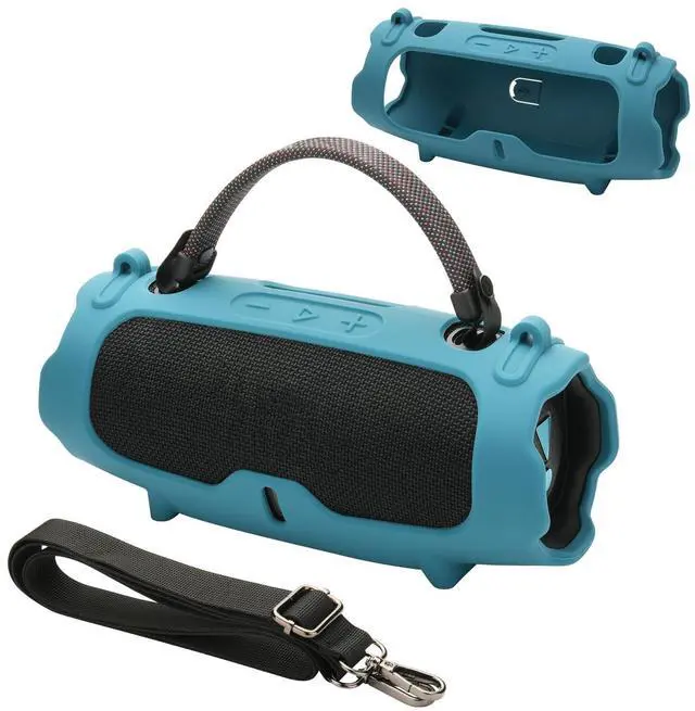 Main image of Silicone Case Cover for JBL Charge 6- Portable Speaker, Travel Carrying Protective Cover with Adjustable Shoulder Strap Anti-Dust Charging Port Cover for Charge 6 (Blue)