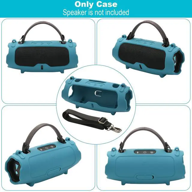 Alt view image 2 of 6 - Silicone Case Cover for JBL Charge 6- Portable Speaker, Travel Carrying Protective Cover with Adjustable Shoulder Strap Anti-Dust Charging Port Cover for Charge 6 (Blue)
