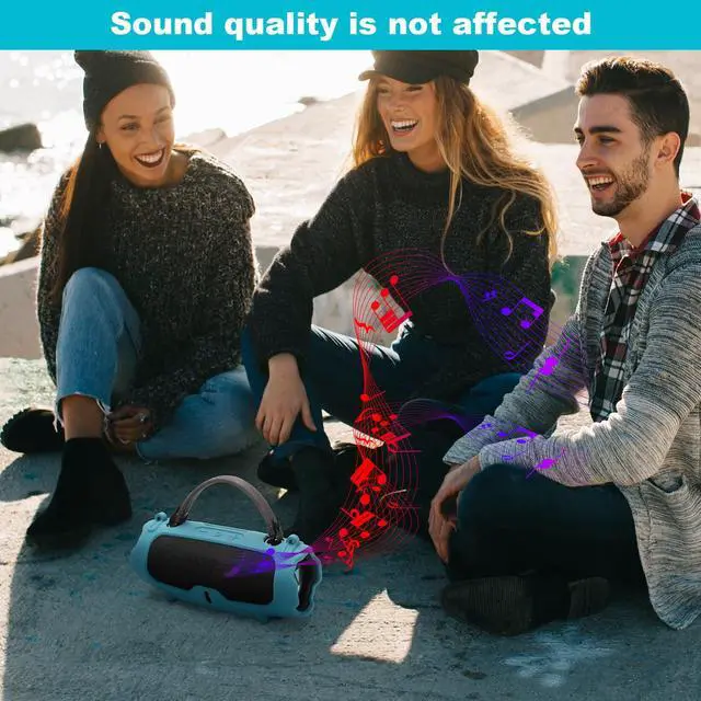 Alt view image 5 of 6 - Silicone Case Cover for JBL Charge 6- Portable Speaker, Travel Carrying Protective Cover with Adjustable Shoulder Strap Anti-Dust Charging Port Cover for Charge 6 (Blue)