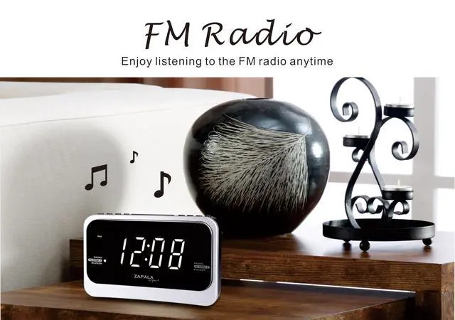 Alt view image 2 of 6 - Alarm Clock Radio for Bedroom, 2 Alarms Big LED Display Plug in Simple Basic Digital FM Clock Radio with USB Charging Port, Adjustable Volume, Dimmable, Snooze for Deep Sleepers Kids