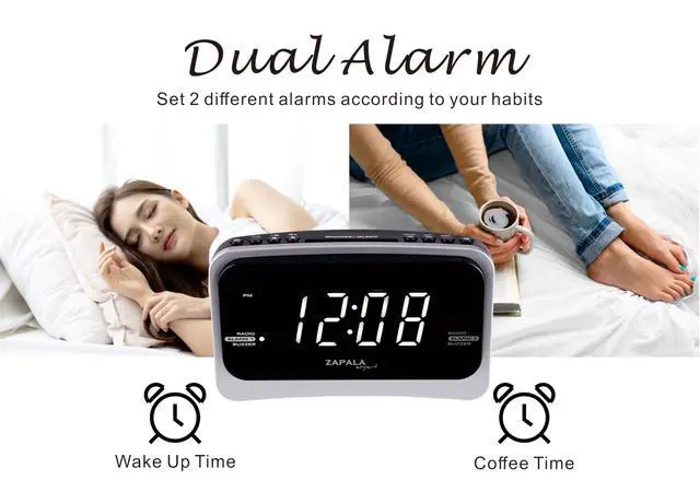 Alt view image 3 of 6 - Alarm Clock Radio for Bedroom, 2 Alarms Big LED Display Plug in Simple Basic Digital FM Clock Radio with USB Charging Port, Adjustable Volume, Dimmable, Snooze for Deep Sleepers Kids