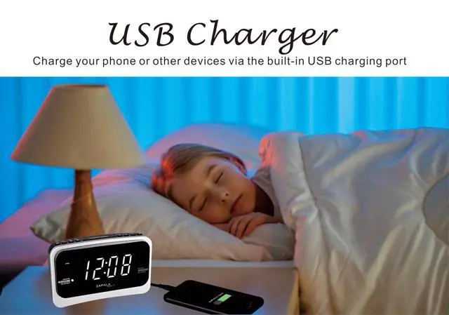 Alt view image 4 of 6 - Alarm Clock Radio for Bedroom, 2 Alarms Big LED Display Plug in Simple Basic Digital FM Clock Radio with USB Charging Port, Adjustable Volume, Dimmable, Snooze for Deep Sleepers Kids