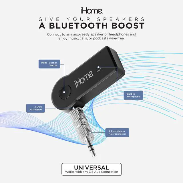 Alt view image 2 of 5 - 3.5mm Audio Receiver with Built-in Mic, Wireless Music Streaming, Compact Design