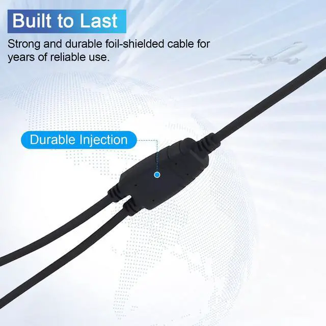 Alt view image 6 of 6 - GA Dual Plugs General Aviation Headset Twin Jacks Helicopter Headphone Adapter Connector Cable (3/16" Mic Jack and 1/4" Speaker Jack) to K1 Plug 2-Pin Radio Walkie Talkie Extension Cord