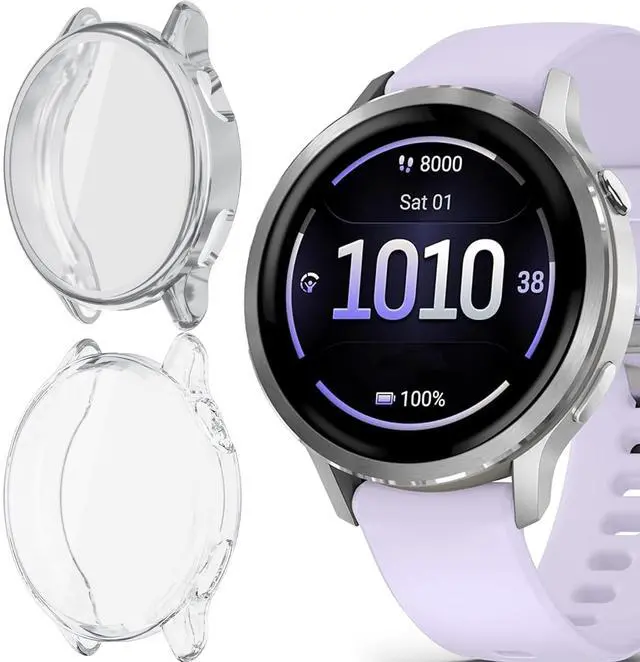 Main image of Compatible for Garmin Venu 4 45mm Case, Soft Slim TPU All Around Protective Shell Anti-Scratch Bumper Cover Case Compatible for Garmin Venu 4 41mm, 45 (Clear+Silver, for Venu 4 41mm)