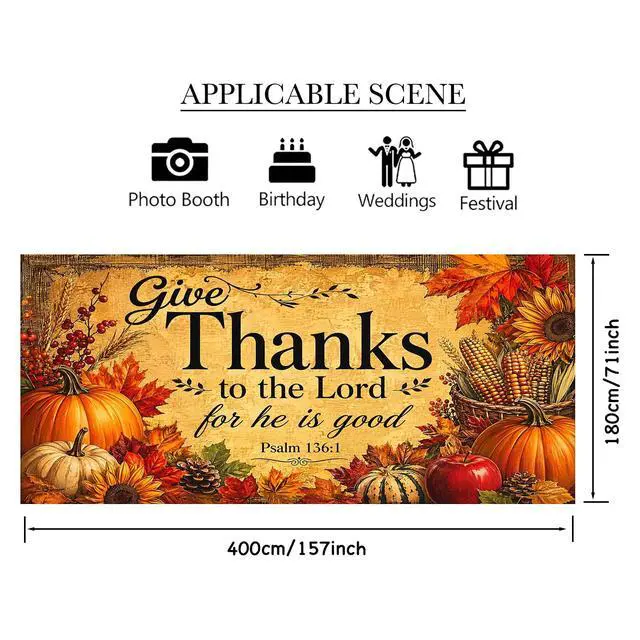 Alt view image 3 of 6 - Thanksgiving Autumn Garage Door Covers Banner 6X13ft Polyester | Pumpkin decor, Fall foliage, autumn backdrop, garage door cover for Garage, Yard, Patio (Biblical quote pumpkin print)