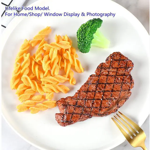Alt view image 3 of 6 - 2PCS Fake Steak Prop for Display Photography 5.51x2.76 Inch | Lifelike Pvc Steak Model, Wipe Clean, Indoor Outdoor Use, For Restaurant Display, Food Photography, Party Decor