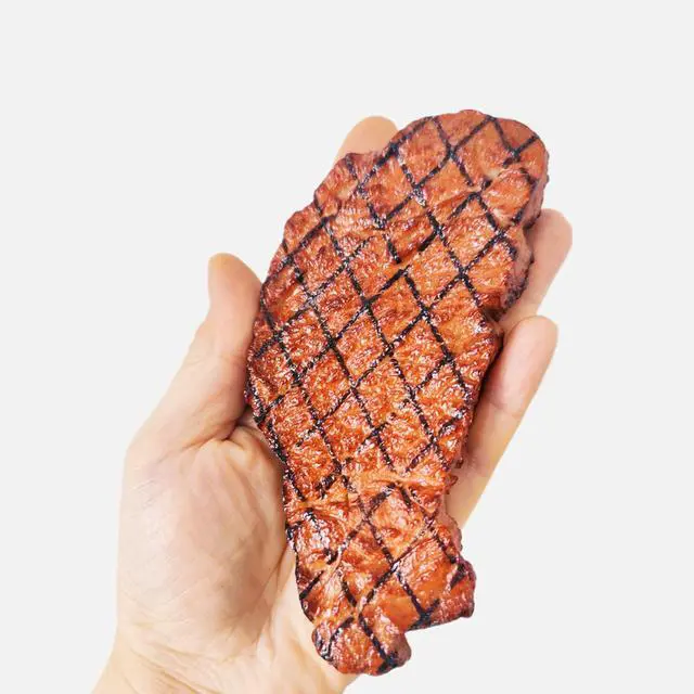 Alt view image 6 of 6 - 2PCS Fake Steak Prop for Display Photography 5.51x2.76 Inch | Lifelike Pvc Steak Model, Wipe Clean, Indoor Outdoor Use, For Restaurant Display, Food Photography, Party Decor