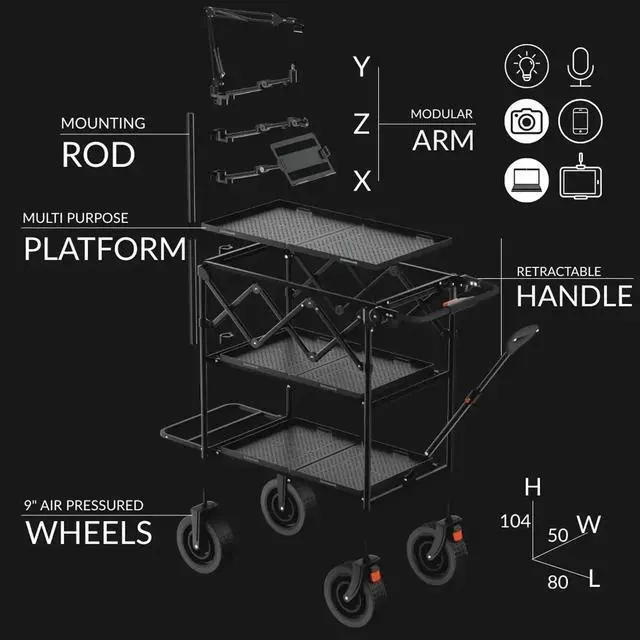 Alt view image 2 of 6 - Modular Base Extension Rod 43.3"/110cm Pole Set (2X 21.6 Sections) | 35 mm/1.38" Diameter, Compatible with Titanrig Cart Products