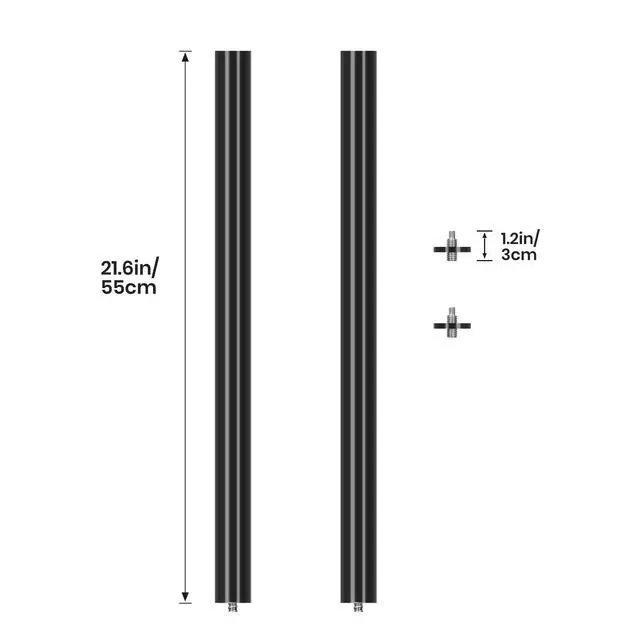 Alt view image 5 of 6 - Modular Base Extension Rod 43.3"/110cm Pole Set (2X 21.6 Sections) | 35 mm/1.38" Diameter, Compatible with Titanrig Cart Products