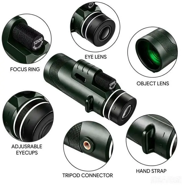 Alt view image 2 of 6 - High Power HD Monocular Telescope - Green