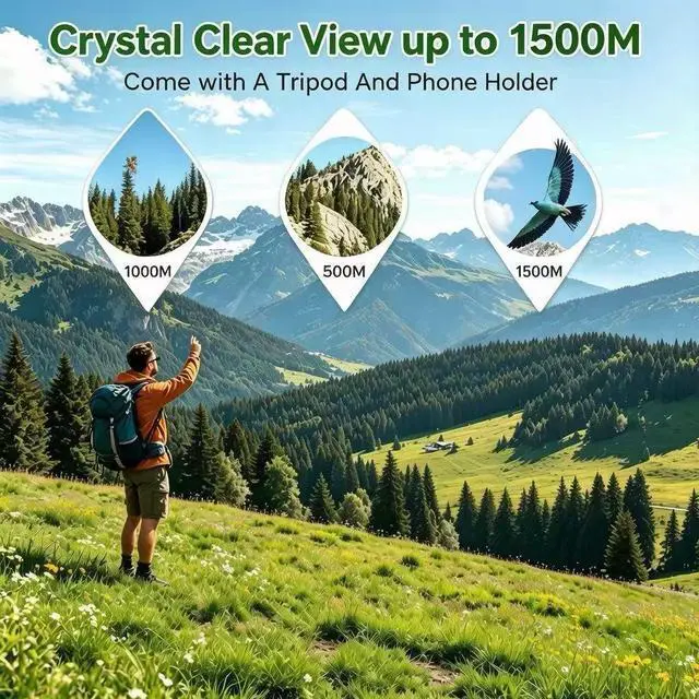 Alt view image 3 of 6 - High Power HD Monocular Telescope - Green
