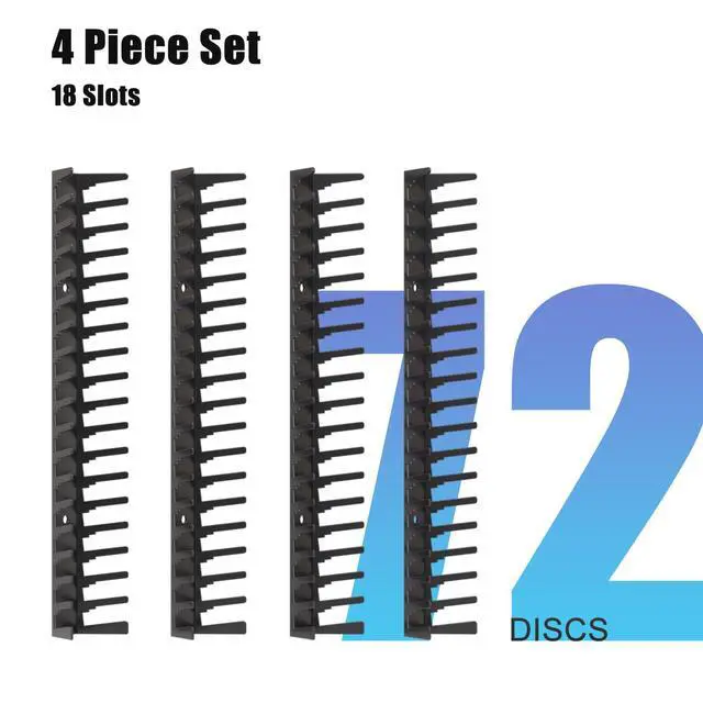 Alt view image 2 of 6 - Video Game Wall Mount Organizer, 4 Piece Set, 72 Disc Capacity, Multi-Size Slots for PS5/PS4/Xbox/Switch Games, Black (4)