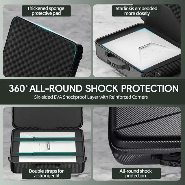 Alt view image 5 of 6 - Starlink Mini Case, Portable Shockproof EVA Starlink Case Travel Organizer Storage Bag Protective Waterproof with Carrying Handle for Starlink Mini Router & Accessories (Black)