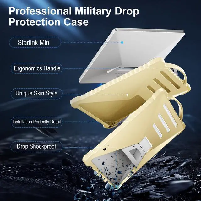Alt view image 4 of 6 - Starlink Mini Cover Protective Case, Portable Shockproof Starlink Mini Accessories Silicone Protection Satellite Dish Gift Gear. Yellow