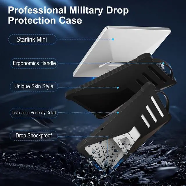 Alt view image 4 of 6 - Starlink Mini Cover Protective Case, Portable Shockproof Starlink Mini Accessories Silicone Protection Satellite Dish Gift Gear. Black