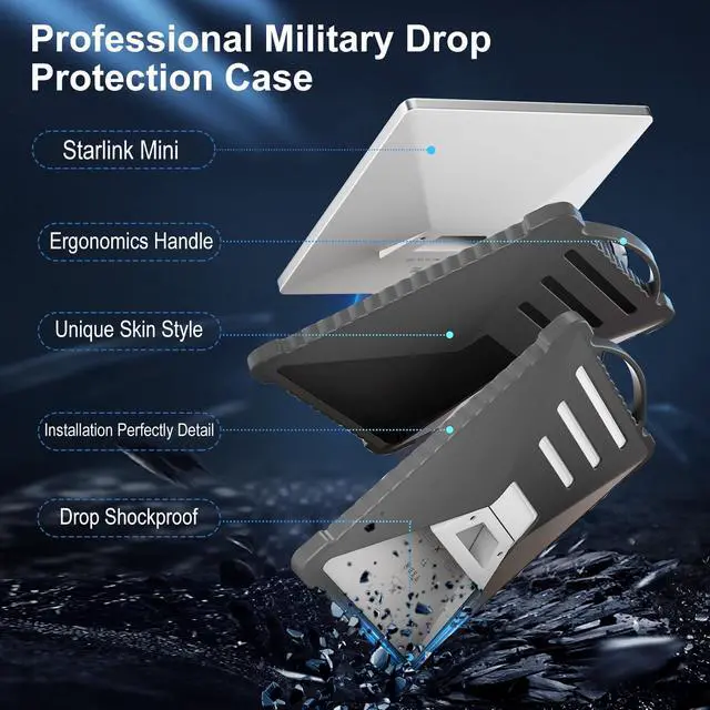 Alt view image 4 of 6 - Starlink Mini Cover Protective Case, Portable Shockproof Starlink Mini Accessories Silicone Protection Satellite Dish Gift Gear. Gray