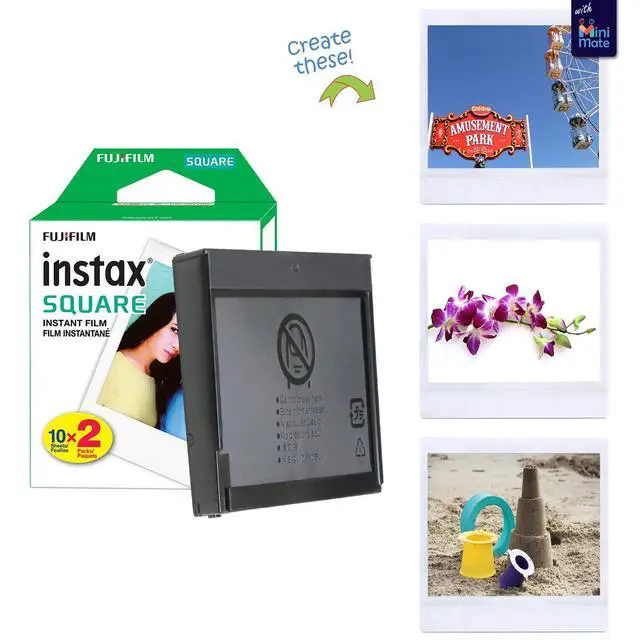 Alt view image 2 of 5 - Instax Square Instant Film (3 Pack, 60 Sheets) 5 Plastic Desk Frames + 10 Paper Frames Plus 60 Border Frames