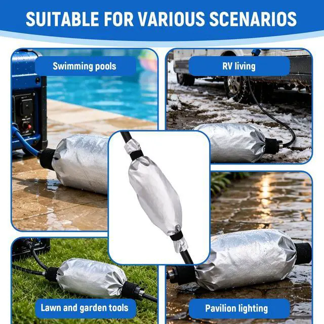 Alt view image 6 of 6 - 3pcs Large Waterproof Extension Cord Cover, Outdoor Plug Protector | Weatherproof Fabric Outdoor/Outlet/Plug/Socket Shields, Foldable, Hook-and-Loop Strap & Dirt-Proof for Pool Lawn Garden RV