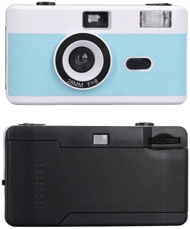 Main image of Disposable Film Camera 35 mm, Retro Vintage Camera with Built-in Flash, Reusable Lightweight, 28MM F/8 Lens, Full Manual Setting (White and Blue)