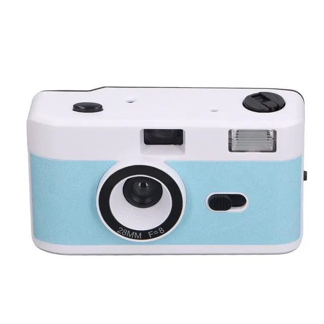 Alt view image 2 of 6 - Disposable Film Camera 35 mm, Retro Vintage Camera with Built-in Flash, Reusable Lightweight, 28MM F/8 Lens, Full Manual Setting (White and Blue)
