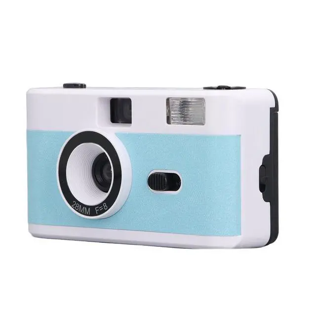 Alt view image 3 of 6 - Disposable Film Camera 35 mm, Retro Vintage Camera with Built-in Flash, Reusable Lightweight, 28MM F/8 Lens, Full Manual Setting (White and Blue)