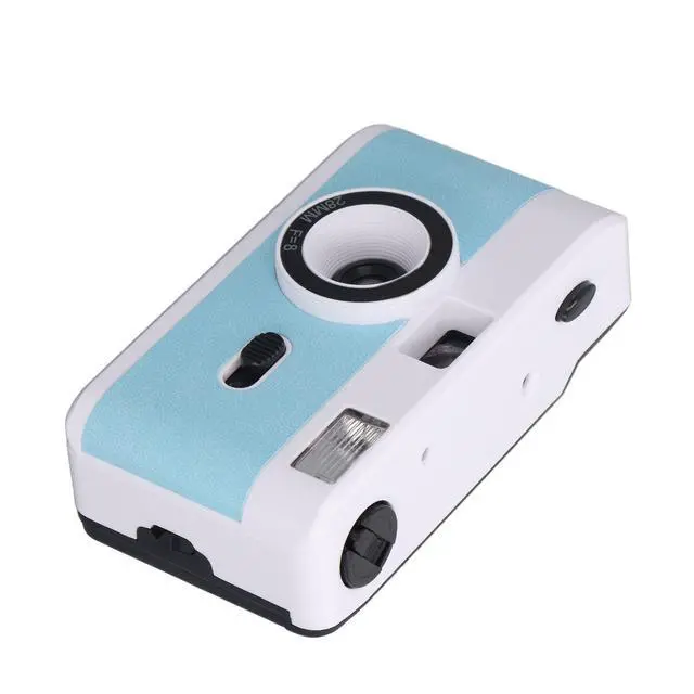Alt view image 4 of 6 - Disposable Film Camera 35 mm, Retro Vintage Camera with Built-in Flash, Reusable Lightweight, 28MM F/8 Lens, Full Manual Setting (White and Blue)