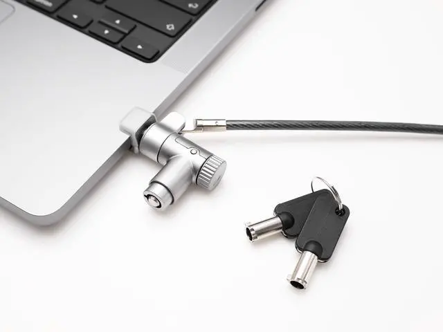 Main image of MacBook Pro Security Lock Key Type, 6ft Steel Cable, Vent-Insert Design for 14/16 inch Models, Space Gray