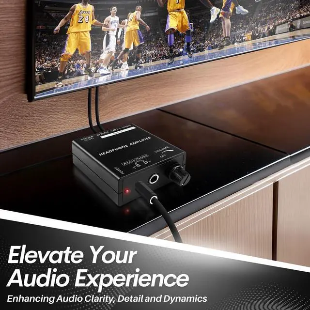 Alt view image 2 of 6 - TNP Portable 3.5mm Headphone Amplifier with RCA Input, Volume Control | Inline Headphone Amp with 3.5mm and 6.35mm Outputs, 5V Power Adapter, and Analog Knob for Pc and Home Audio