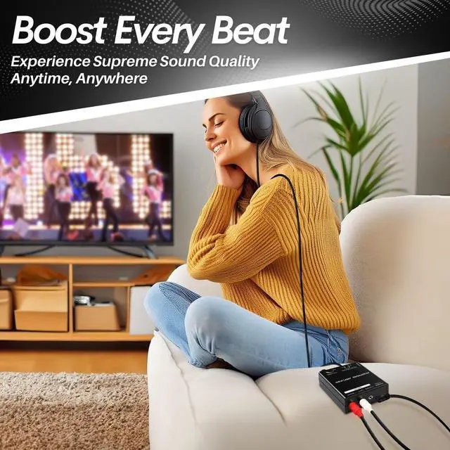 Alt view image 3 of 6 - TNP Portable 3.5mm Headphone Amplifier with RCA Input, Volume Control | Inline Headphone Amp with 3.5mm and 6.35mm Outputs, 5V Power Adapter, and Analog Knob for Pc and Home Audio