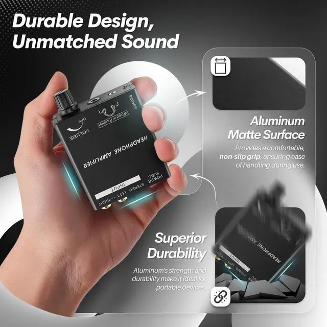 Alt view image 5 of 6 - TNP Portable 3.5mm Headphone Amplifier with RCA Input, Volume Control | Inline Headphone Amp with 3.5mm and 6.35mm Outputs, 5V Power Adapter, and Analog Knob for Pc and Home Audio