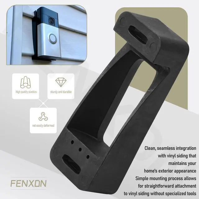 Alt view image 6 of 6 - Doorbell Vinyl Siding Mount 4 Vinyl for Wyze Video Doorbell V2 | Hardware Included, Black Plastic, Providing Stable Support and The Optimal Angle for The Doorbell Camera