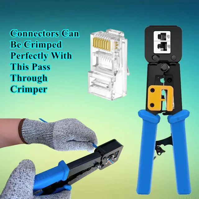 Alt view image 4 of 6 - 100-PACK Cat5 Cat5e Cat6 RJ45 Pass Through Connectors Ends | 1.1mm Unshielded Connectors for Solid Wire and Standard Cable